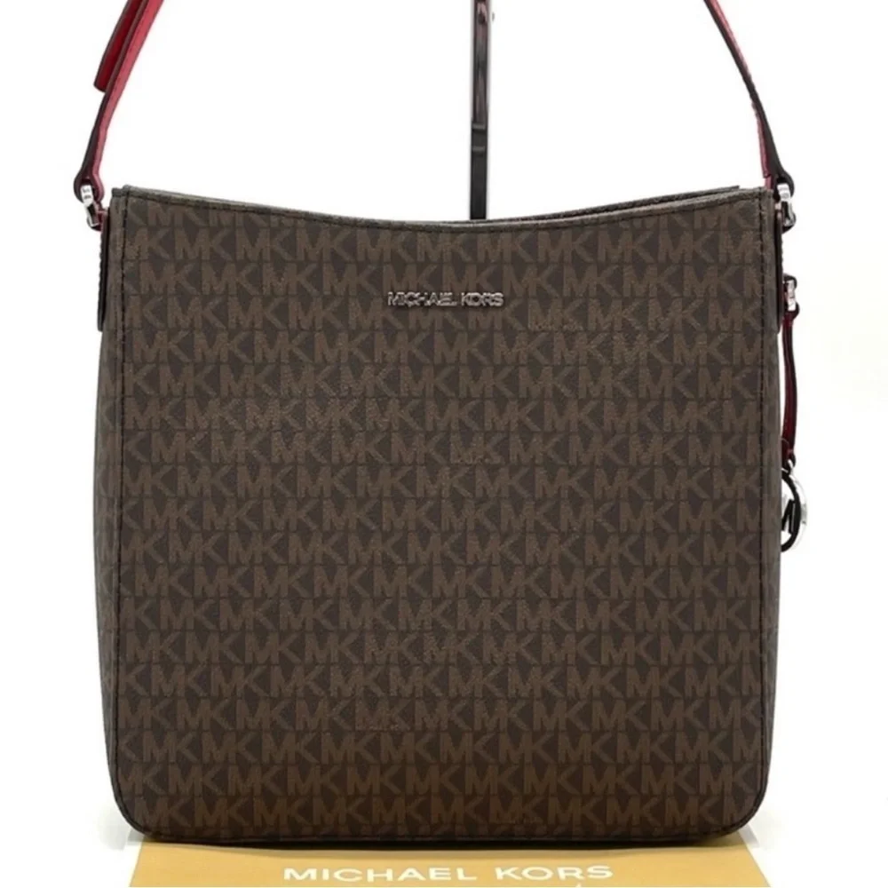 Michael Kors Large Messenger Crossbody Bag Brown/Red (NWT)